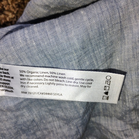 Eileen Fisher Linen Skirt Women's Smocked Waist A-Line Blue Medium M - Picture 4 of 7